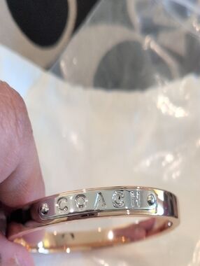 Coach Rose Gold Logo Cuff Bracelet